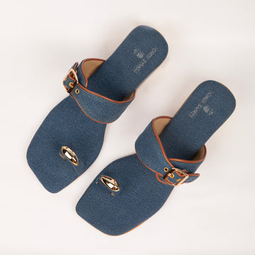Denim Kolhapuri Heels
