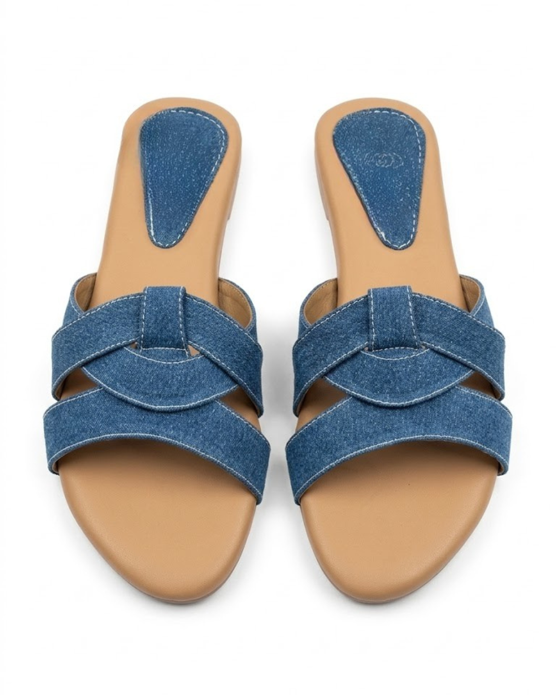 Slide in denim flats