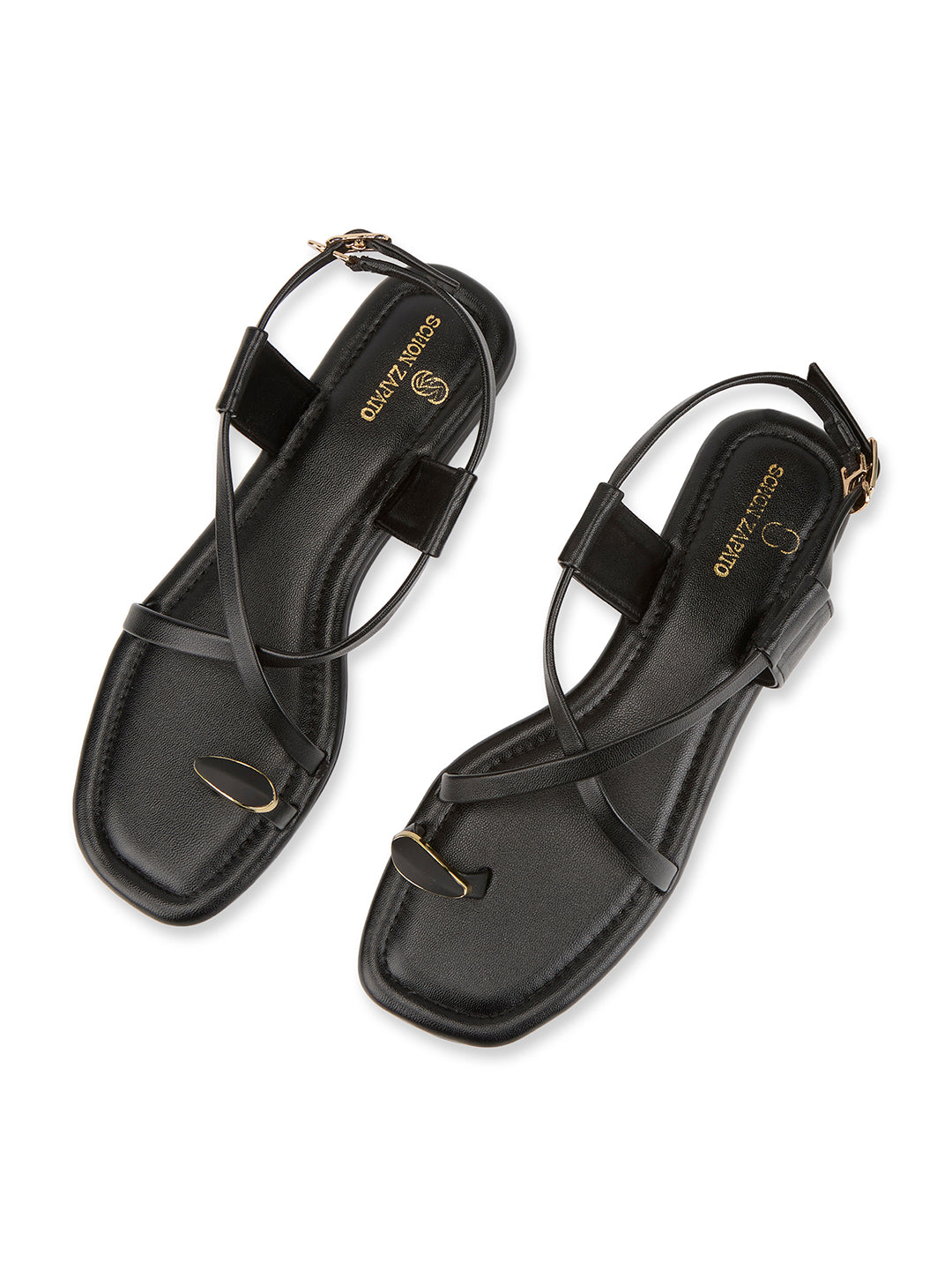 Black buckle flats