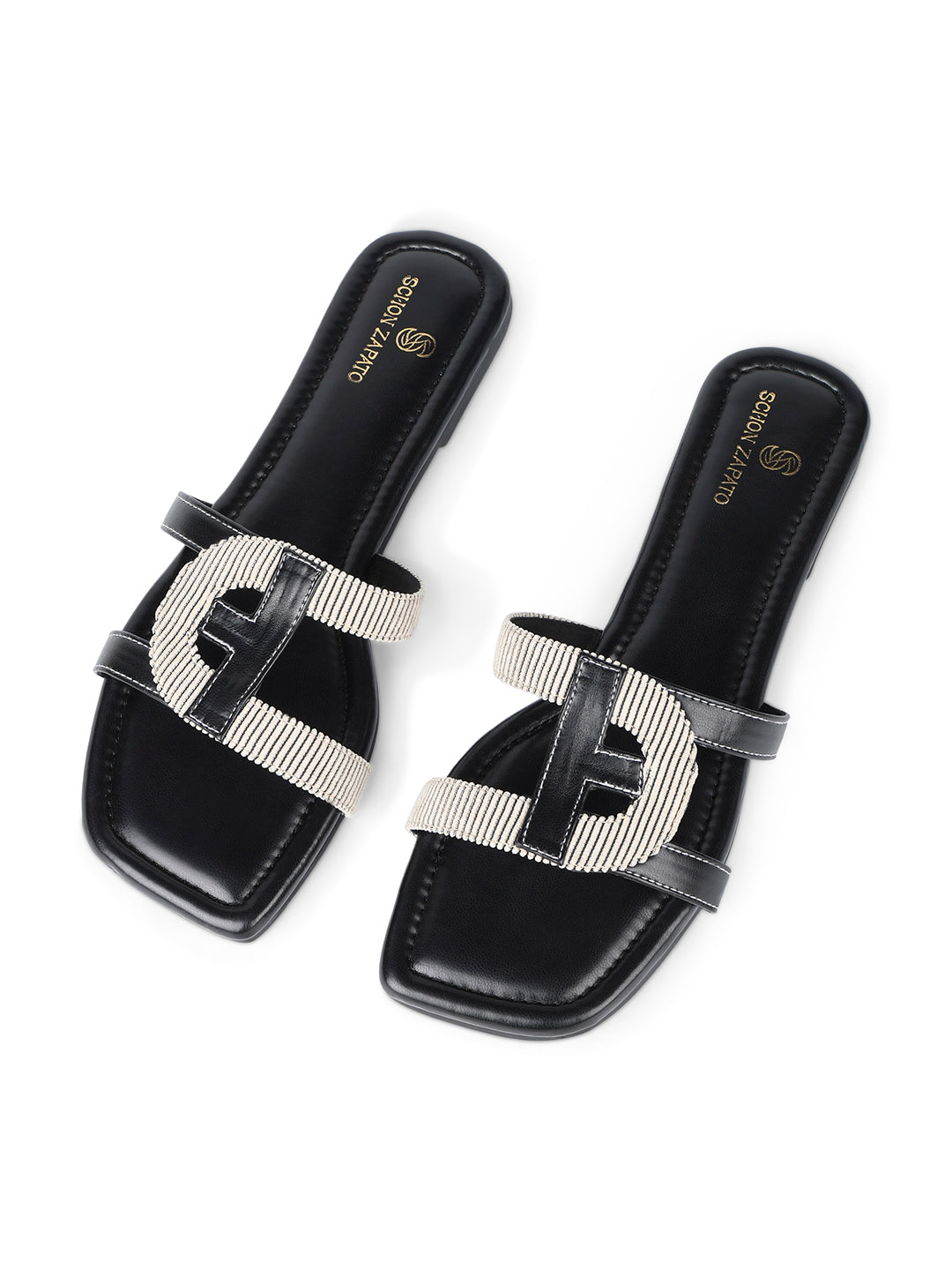 Black corduroy flats