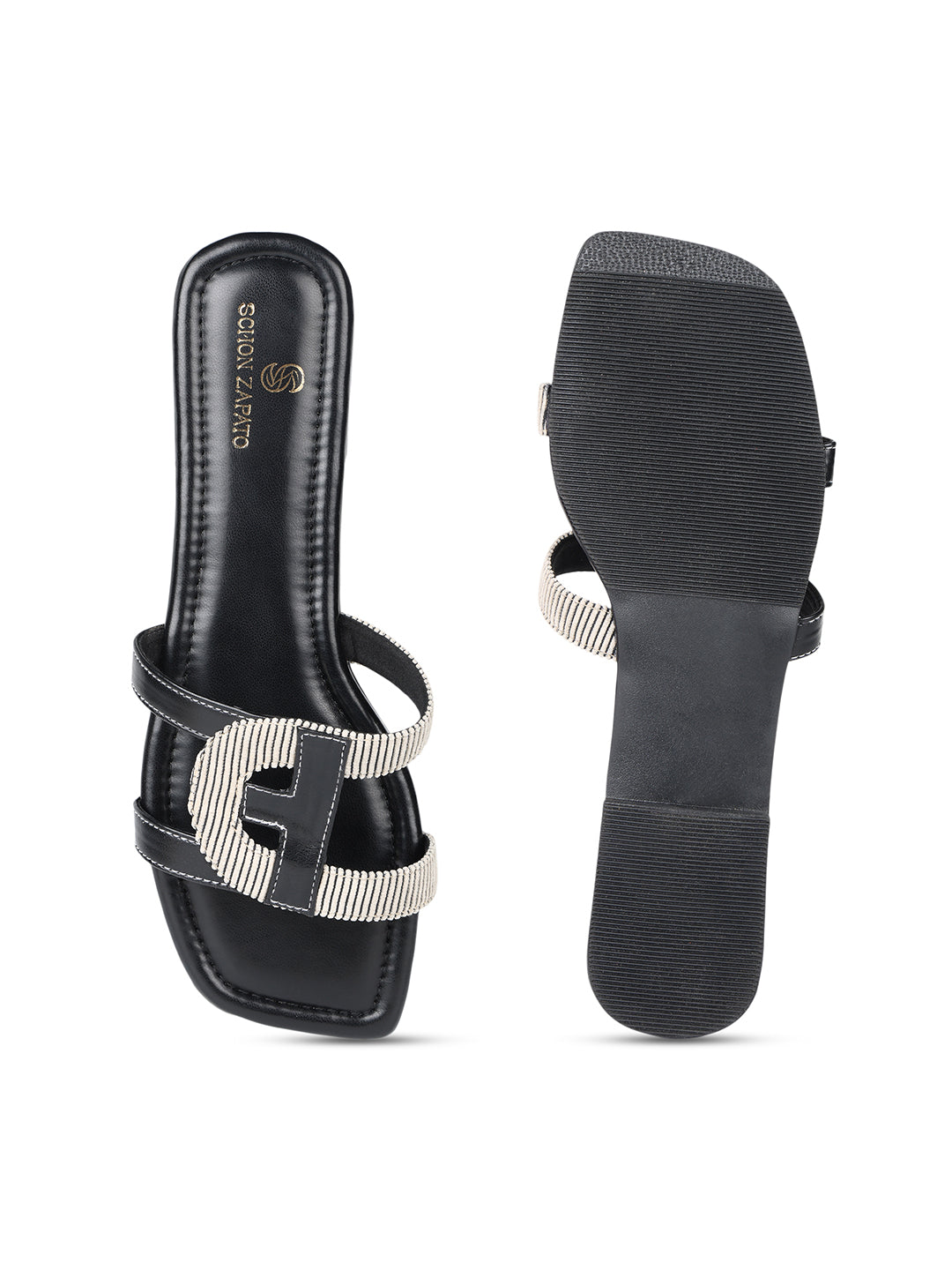 Black corduroy flats