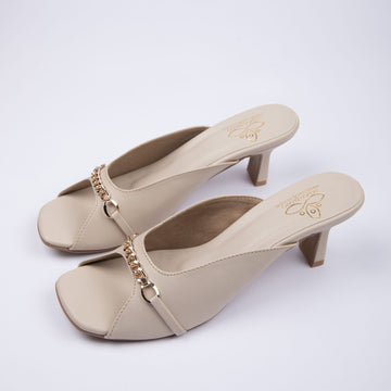 Beige Chained Heels