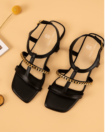 Black chain flats